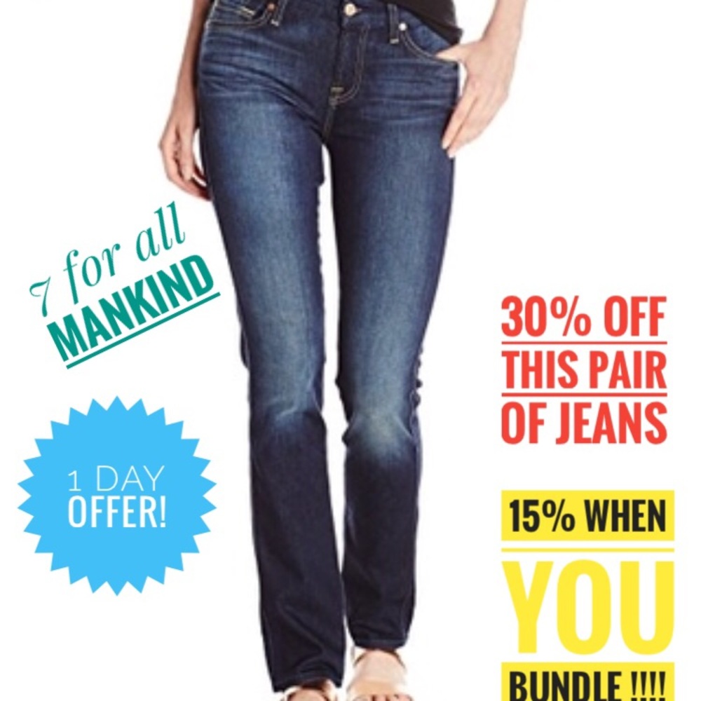 For all 7 mankind dark wash straight leg jeans